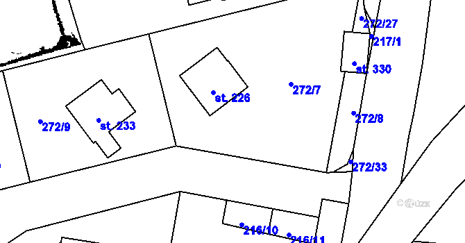 Parcela st. 272/7 v KÚ Orlík nad Vltavou, Katastrální mapa