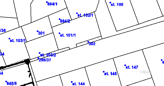 Parcela st. 302 v KÚ Orlík nad Vltavou, Katastrální mapa