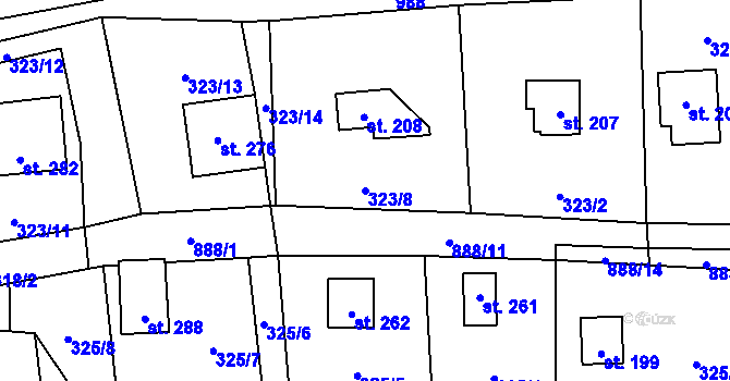 Parcela st. 323/8 v KÚ Orlík nad Vltavou, Katastrální mapa