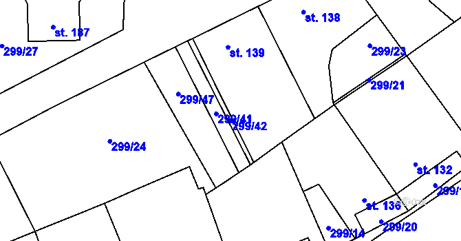 Parcela st. 299/42 v KÚ Orlík nad Vltavou, Katastrální mapa