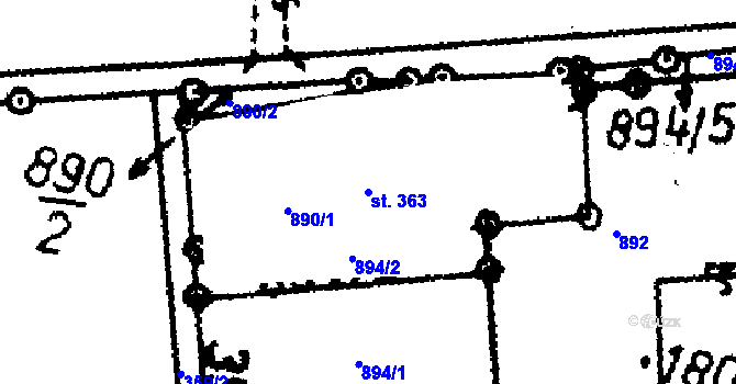 Parcela st. 363 v KÚ Orlík nad Vltavou, Katastrální mapa