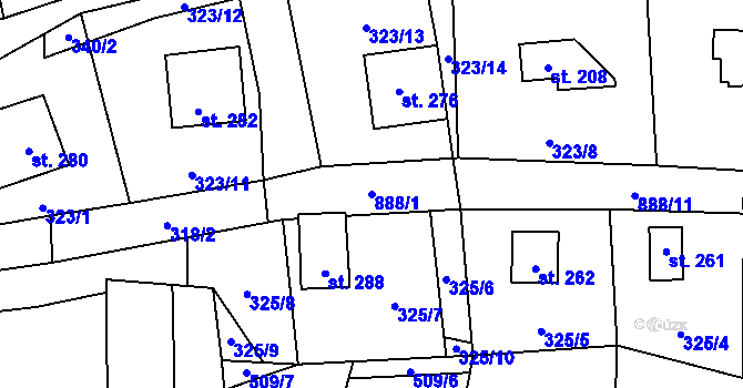 Parcela st. 888/1 v KÚ Orlík nad Vltavou, Katastrální mapa