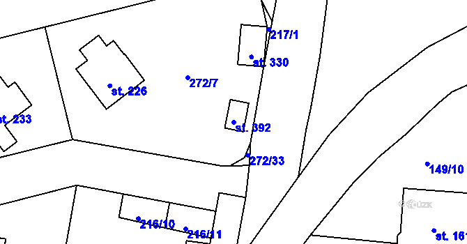 Parcela st. 392 v KÚ Orlík nad Vltavou, Katastrální mapa