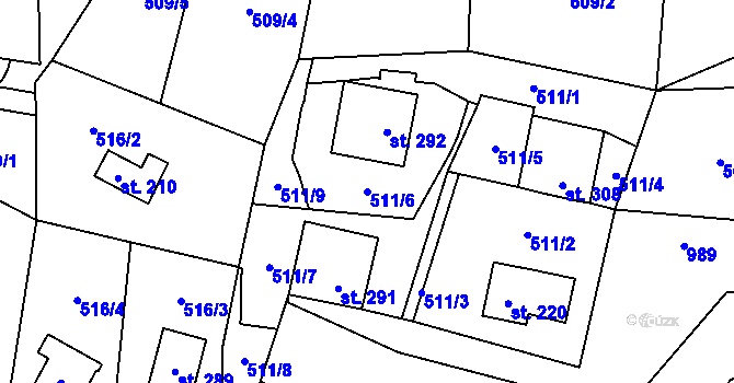 Parcela st. 511/6 v KÚ Orlík nad Vltavou, Katastrální mapa