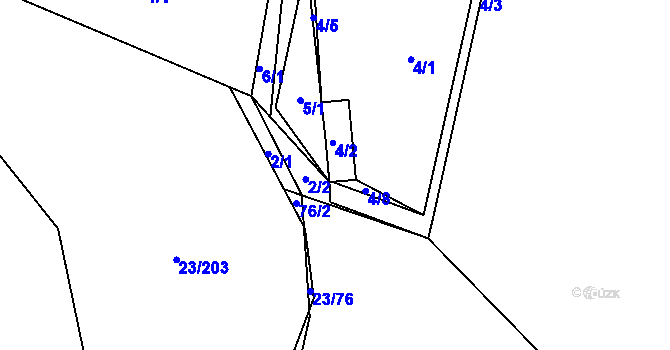 Parcela st. 4/4 v KÚ Orlov, Katastrální mapa