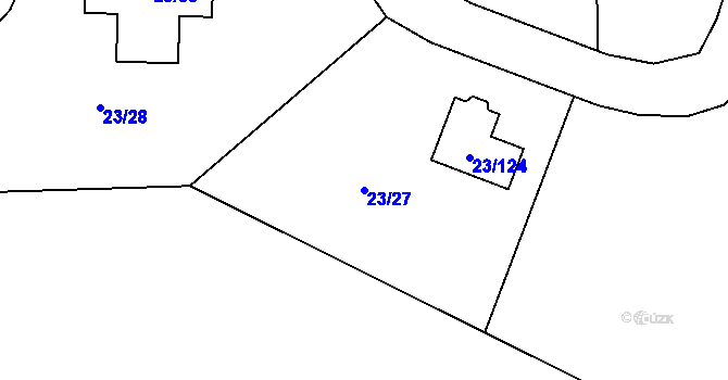 Parcela st. 23/27 v KÚ Orlov, Katastrální mapa