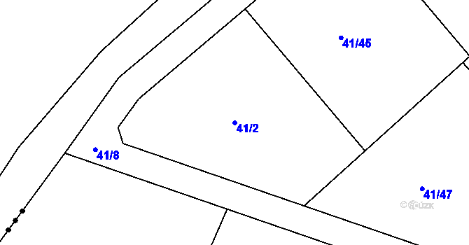 Parcela st. 41/2 v KÚ Orlov, Katastrální mapa