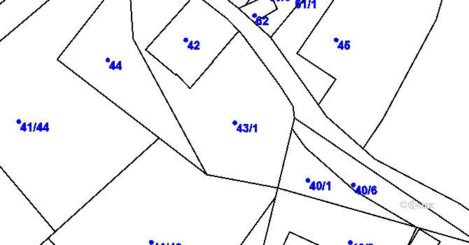 Parcela st. 43/1 v KÚ Orlov, Katastrální mapa