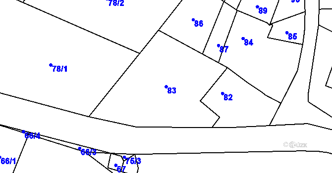 Parcela st. 83 v KÚ Orlov, Katastrální mapa