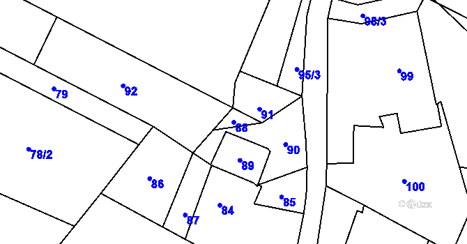 Parcela st. 88 v KÚ Orlov, Katastrální mapa