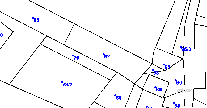 Parcela st. 92 v KÚ Orlov, Katastrální mapa