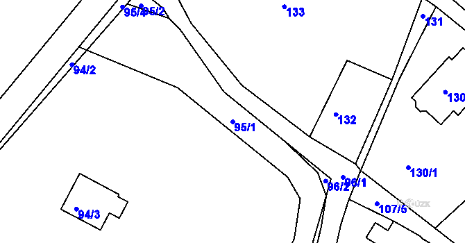 Parcela st. 95/1 v KÚ Orlov, Katastrální mapa