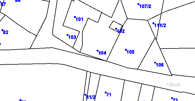 Parcela st. 104 v KÚ Orlov, Katastrální mapa