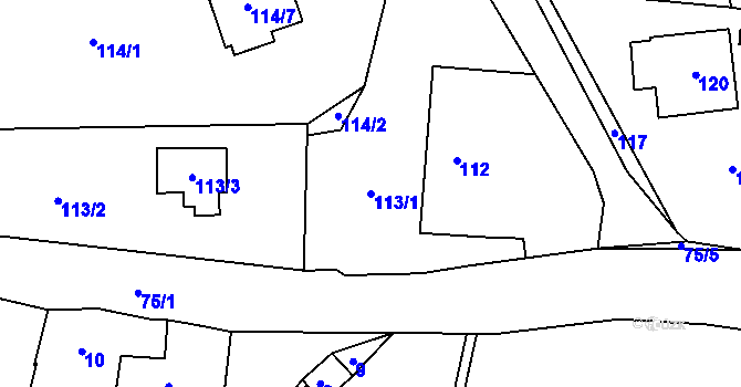Parcela st. 113/1 v KÚ Orlov, Katastrální mapa