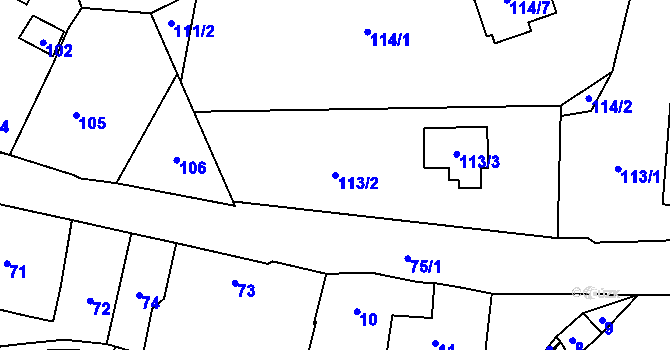 Parcela st. 113/2 v KÚ Orlov, Katastrální mapa