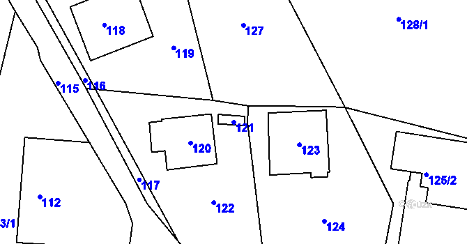 Parcela st. 121 v KÚ Orlov, Katastrální mapa