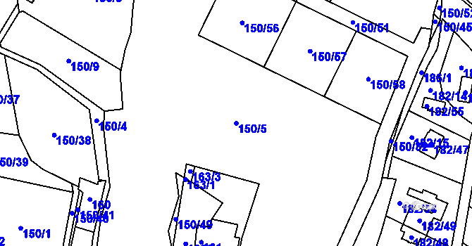 Parcela st. 150/5 v KÚ Orlov, Katastrální mapa