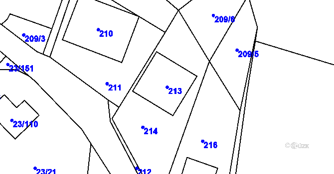 Parcela st. 213 v KÚ Orlov, Katastrální mapa