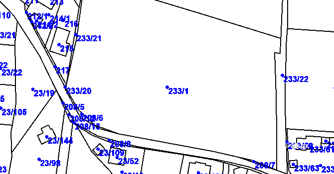 Parcela st. 233/1 v KÚ Orlov, Katastrální mapa