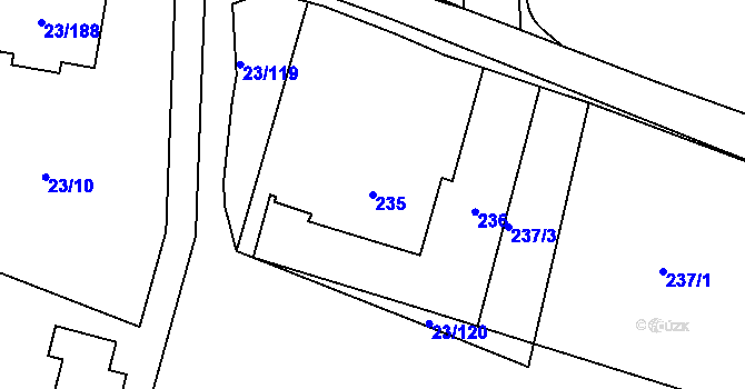 Parcela st. 235 v KÚ Orlov, Katastrální mapa