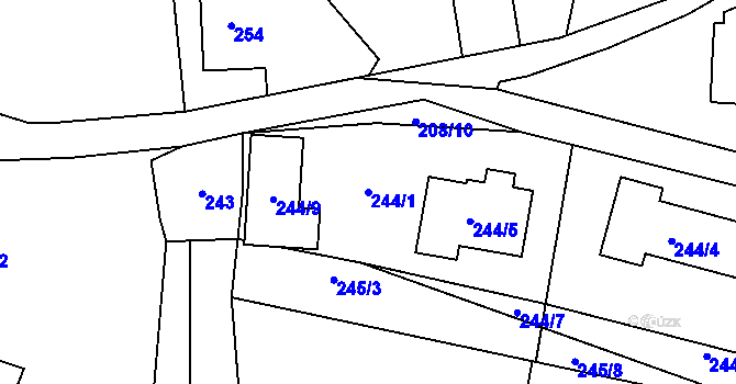 Parcela st. 244/1 v KÚ Orlov, Katastrální mapa
