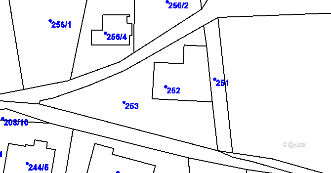 Parcela st. 252 v KÚ Orlov, Katastrální mapa