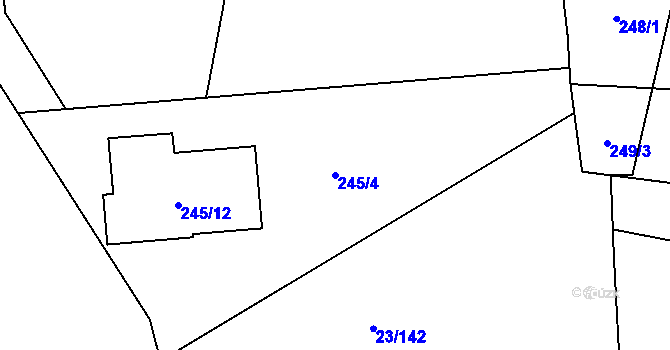 Parcela st. 245/4 v KÚ Orlov, Katastrální mapa