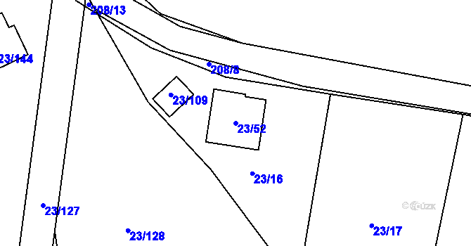 Parcela st. 23/52 v KÚ Orlov, Katastrální mapa