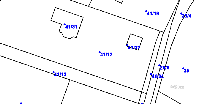 Parcela st. 41/12 v KÚ Orlov, Katastrální mapa