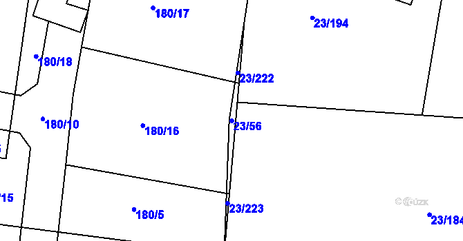Parcela st. 23/56 v KÚ Orlov, Katastrální mapa