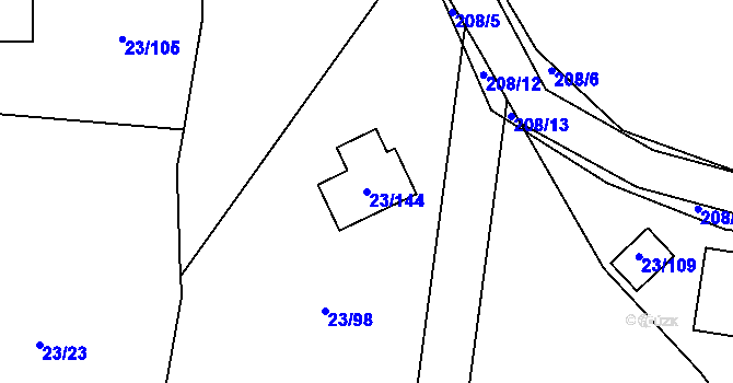 Parcela st. 23/144 v KÚ Orlov, Katastrální mapa