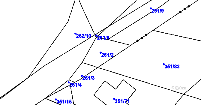 Parcela st. 261/2 v KÚ Orlov, Katastrální mapa