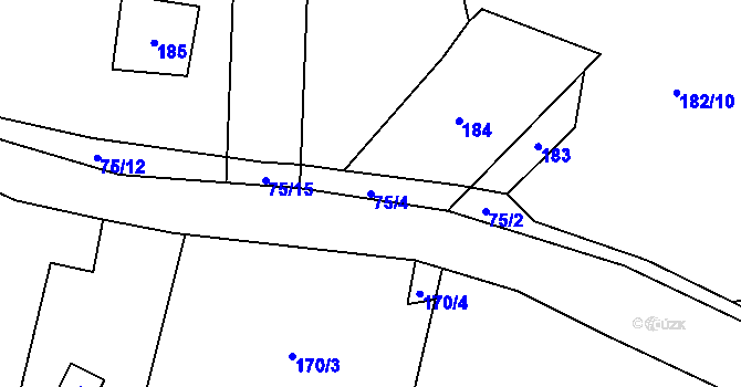 Parcela st. 75/4 v KÚ Orlov, Katastrální mapa