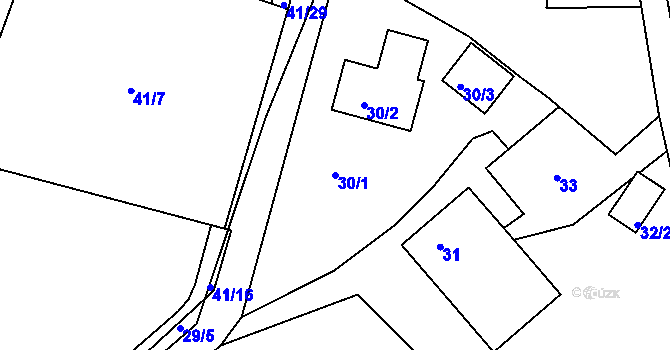 Parcela st. 30/1 v KÚ Orlov, Katastrální mapa