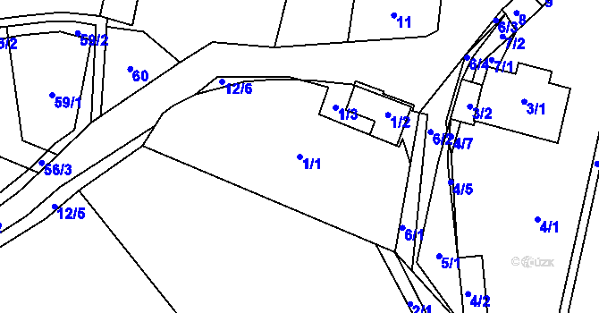 Parcela st. 1/1 v KÚ Orlov, Katastrální mapa
