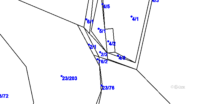 Parcela st. 2/2 v KÚ Orlov, Katastrální mapa