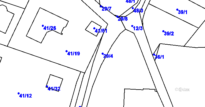 Parcela st. 29/4 v KÚ Orlov, Katastrální mapa