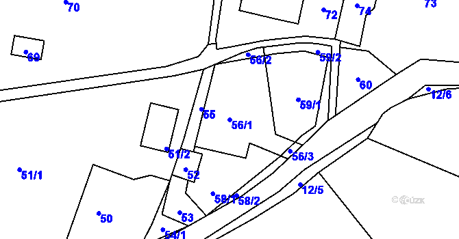 Parcela st. 56/1 v KÚ Orlov, Katastrální mapa