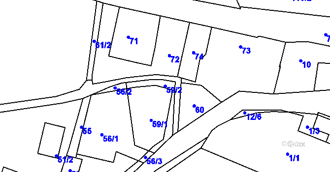 Parcela st. 59/2 v KÚ Orlov, Katastrální mapa