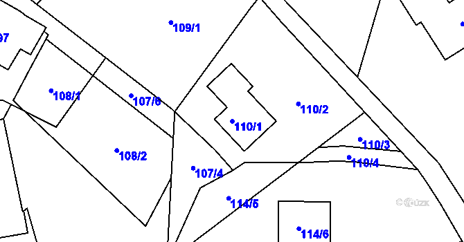 Parcela st. 110/1 v KÚ Orlov, Katastrální mapa
