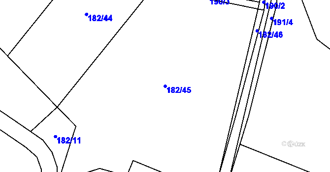 Parcela st. 182/45 v KÚ Orlov, Katastrální mapa
