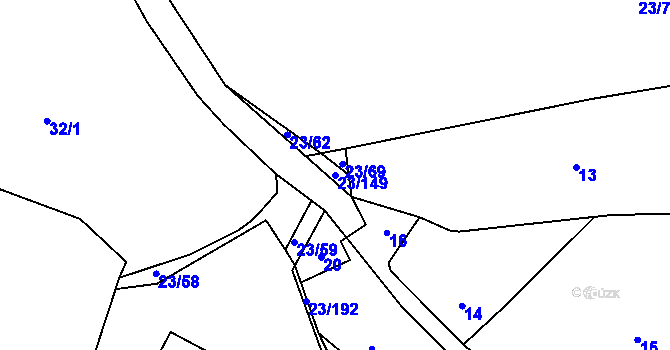 Parcela st. 23/149 v KÚ Orlov, Katastrální mapa