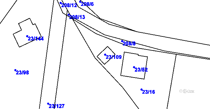 Parcela st. 23/109 v KÚ Orlov, Katastrální mapa