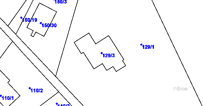 Parcela st. 129/3 v KÚ Orlov, Katastrální mapa
