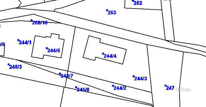 Parcela st. 244/4 v KÚ Orlov, Katastrální mapa