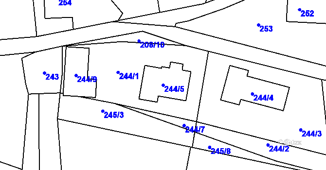 Parcela st. 244/5 v KÚ Orlov, Katastrální mapa