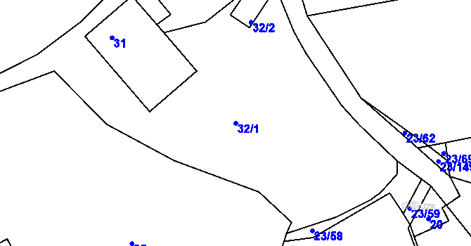 Parcela st. 32/1 v KÚ Orlov, Katastrální mapa
