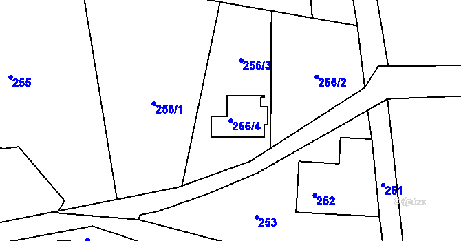 Parcela st. 256/4 v KÚ Orlov, Katastrální mapa