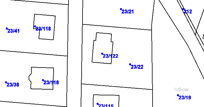 Parcela st. 23/122 v KÚ Orlov, Katastrální mapa