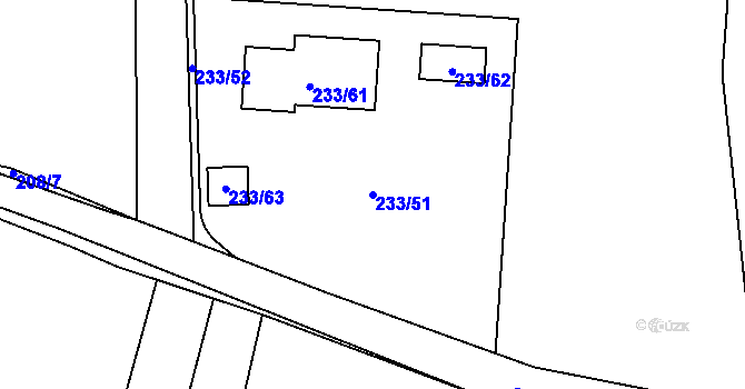 Parcela st. 233/51 v KÚ Orlov, Katastrální mapa
